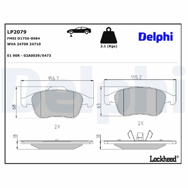 Delphi Bremsbelagsatz Scheibenbremse LP2079 FüR Renault KZ0 JZ0 ScÉNic Megane 3-image