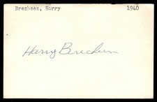 Harry Brecheen Cardinals Browns Baseball Signed Index Card Auto *CA432
