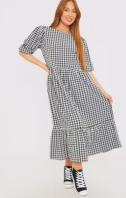 IN THE STYLE Stacey Midikleid mit Gingham-Muster in Schwarz-Weiß (fmn16-4.1)