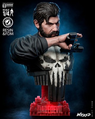 Punisher Portrait Büste - Wicked 3D Printed 16K Unpainted Resin Büste Maßstab 1:4