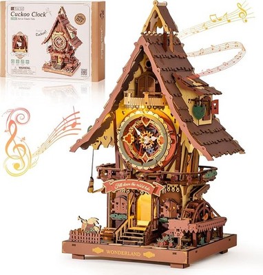 ROKR 3D Puzzle Kuckucksuhr aus Holz DIY Mechanisches Handwerk Kit Dekor Geschenk