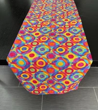 Multicolor geometric Circles Table Runner Cinco de Mayo Kitchen or Dresser Scarf