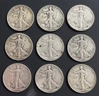 Lot of 9 Walking Liberty Half Dollars 90% Silver *Mixed Dates*