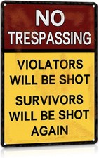 No Trespassing Warning Signs Funny Private Property Metal Tin Sign Yellow