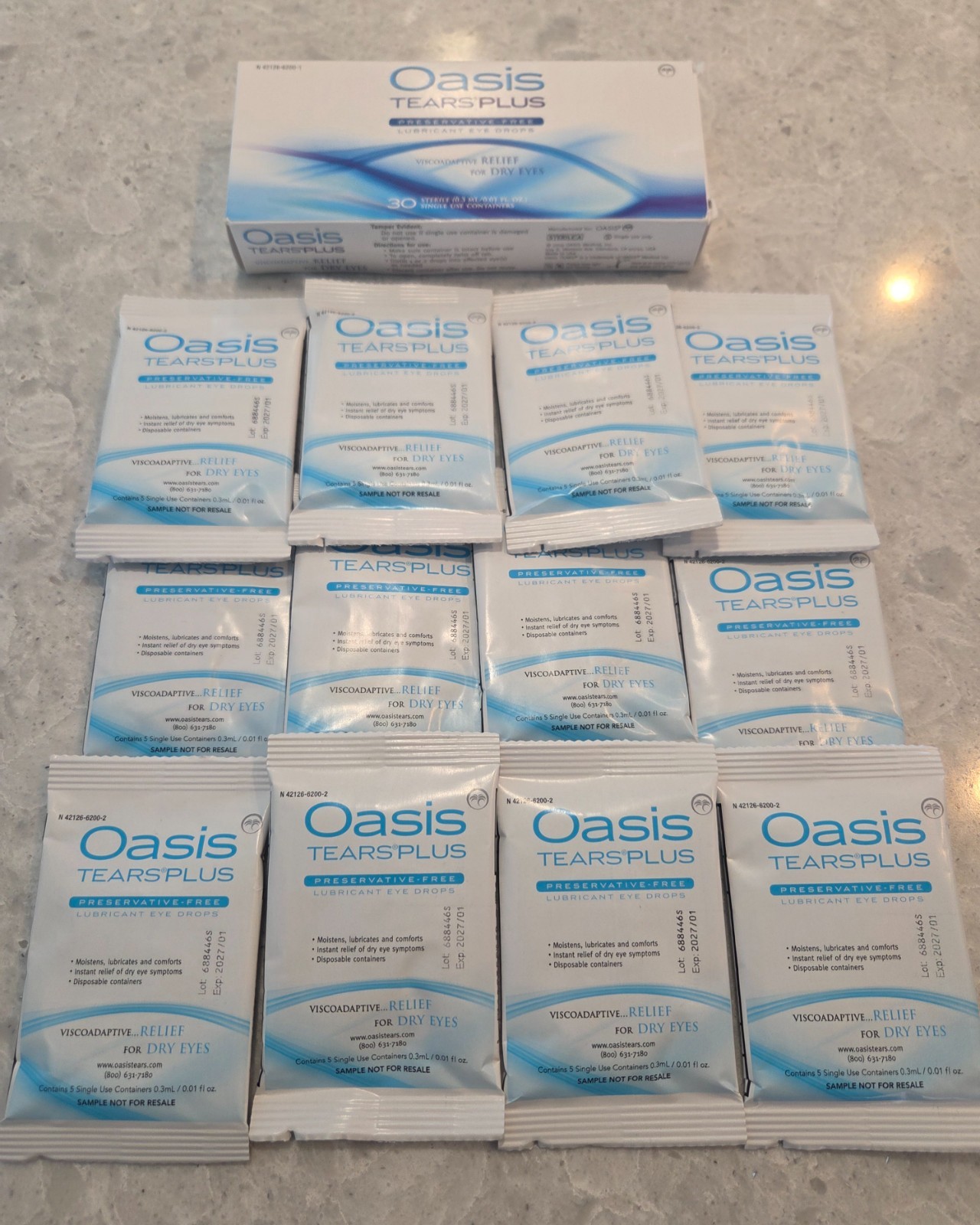 Oasis TEARS PLUS Presv.-Free 60 Containers- New as shown-Exp