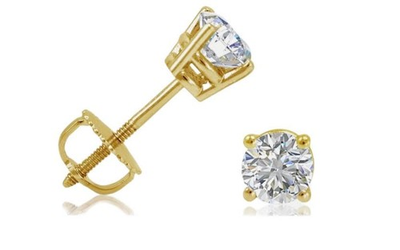 #ad 1 2ct TW Real Diamond Stud Earrings in 14K Yellow Gold Screw Back $66.99