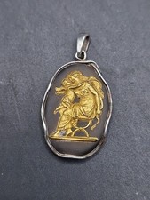 Vintage Wedgwood Black Basalt Jasperware Sterling Silver Mounted Pendant