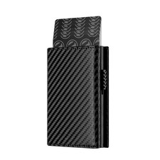 Carbon Fiber  Aluminum Men's Bifold Wallet - RFID Blocking Automatic Pop-Up Car