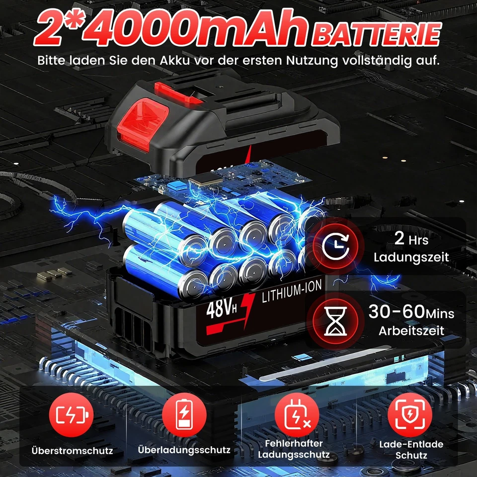 21V Elektro Akku Rasentrimmer mit 2 Akku und Ladegerät Freischneider Motorsense - Bild 2 von 4