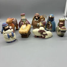 Christmas Nativity Set 8 Piece 3.5”-4” tall  Christmas Hand Painted Resin Chunky