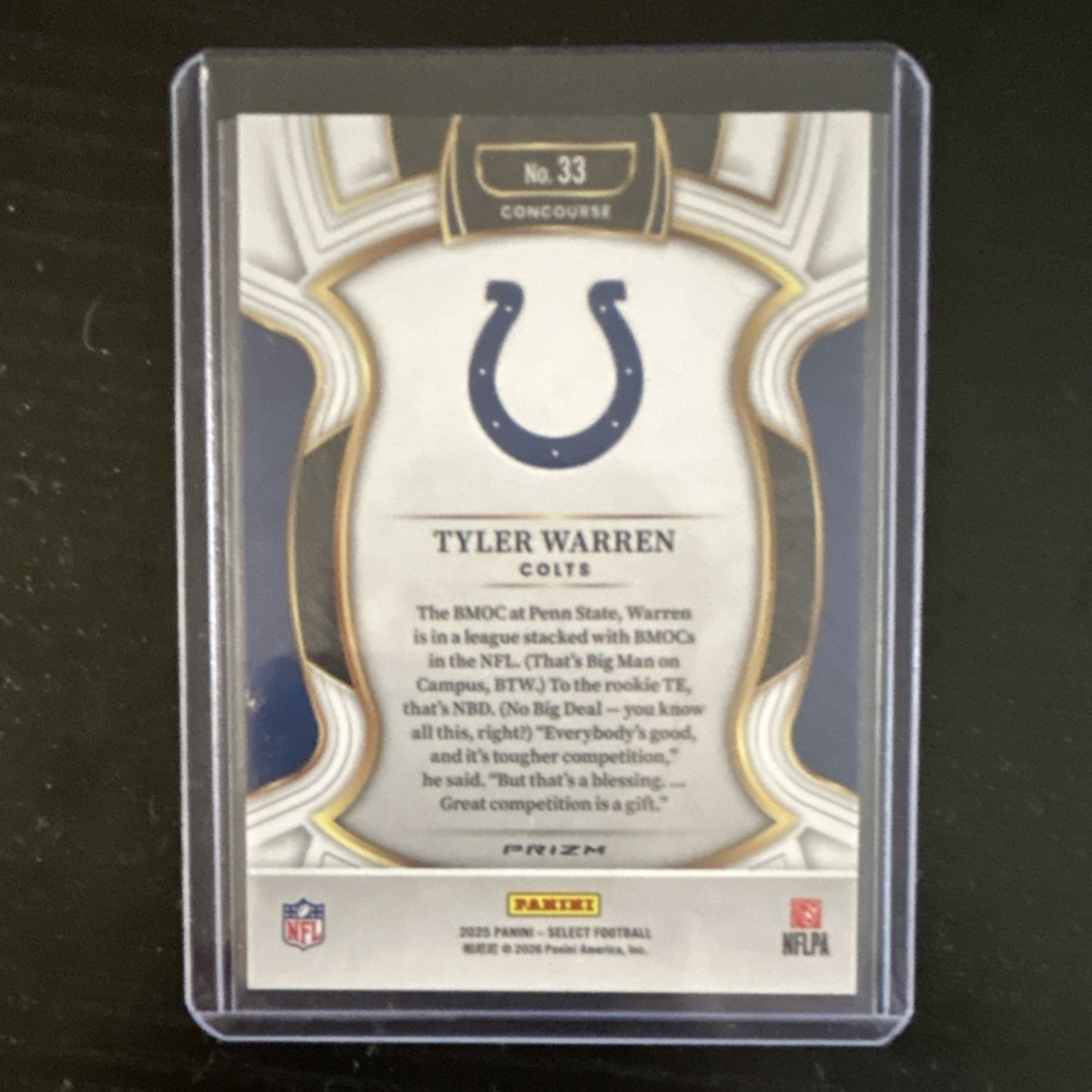 2025 Panini Select - Concourse Tyler Warren #33 Zebra Prizm (RC