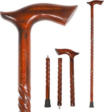 Wood Cane 36 Inches Natural Classic Walking Stick Fancy Canes Ergonomic