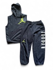 Jordan Boys Black And Green Sleeveless Hoodie And Sweatpants Set Size Large
