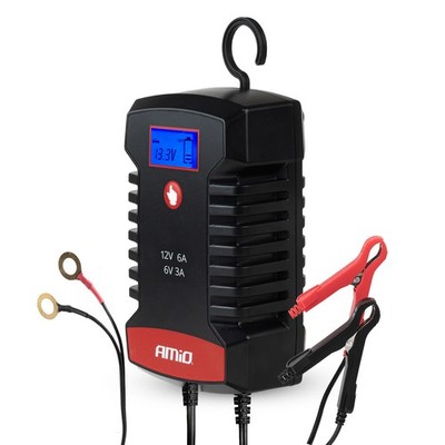 Prostownik cyfrowy AGM GEL STD LiFePo4 MAX 6A 6V 12V PRO HOOK AMIO-04532