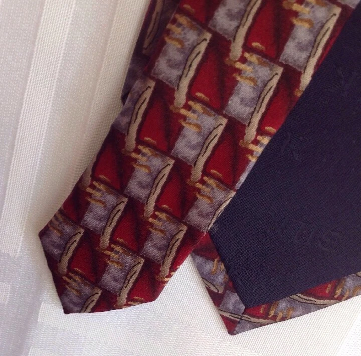 Corbata para hombre UMO LORENZO 100 % seda hecha a mano Italia vino gris dorado Foto 2 de 4