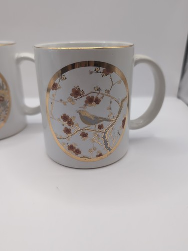 Lot Of 2 Chokin Art Collector Mugs 24KT Gold Rim Japan Vintage - Picture 3 of 7