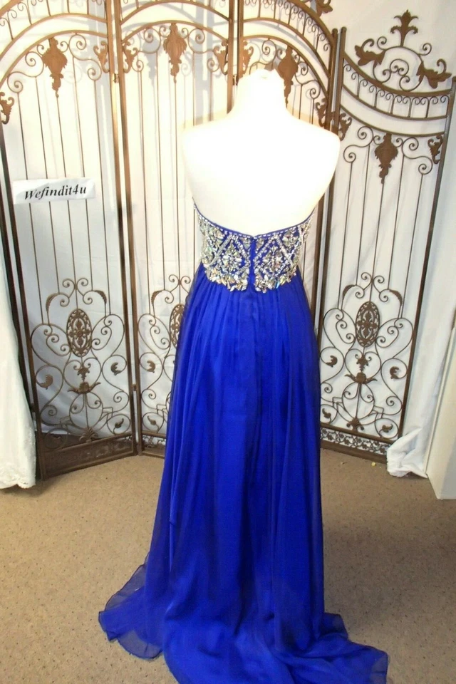 W211 ALYCE КОБАЛЬТОВЫЙ СИНИЙ РАЗМЕР 10 БИСЕРОМ $449 ВЫПУСКНОЕ ПЛАТЬЕ - Изображение 3 из 4