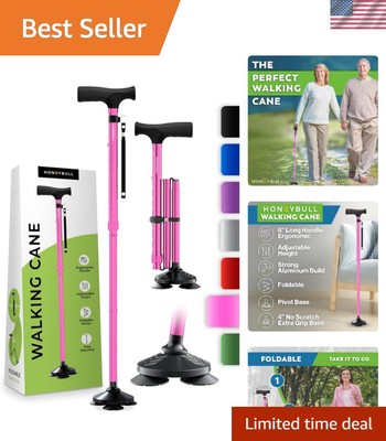 Premium Free Standing Walking Cane with Pivot Tip for Enhanced Stability - Pink