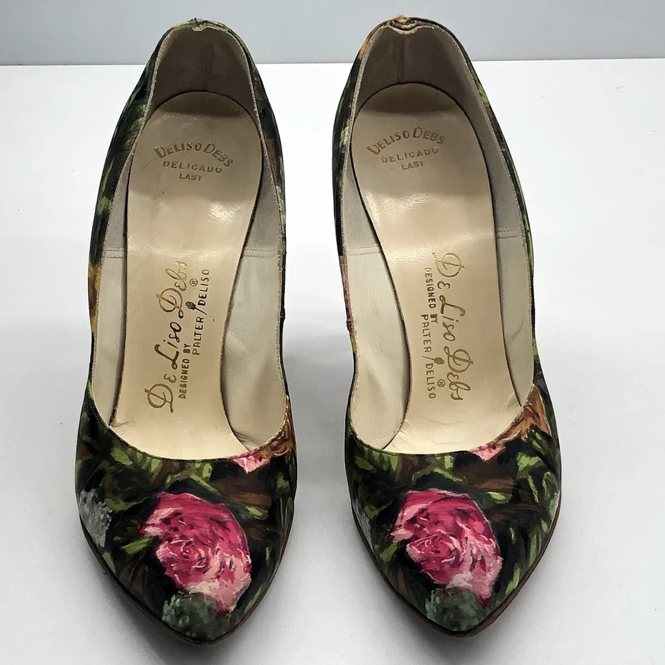 "Bombas de tacón vintage años 50 Deliso Debs florales de 3,5"" de Palter para mujer talla 5 1/2 M" Foto 4 de 4