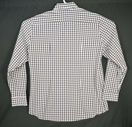 Mizzen Main Trim Fit Men 2XL Long Sleeve Button Up Stretch Shirt Blue WhiteCheck - Picture 4 of 4