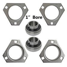 1" Rear Axle Bearings w/ 3-Hole Flangettes Go Karts Minibike Yard Fun Cart Parts