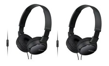 2-PACK Sony MDR-ZX110AP Extra Bass Headphones w/ Microphone, Black