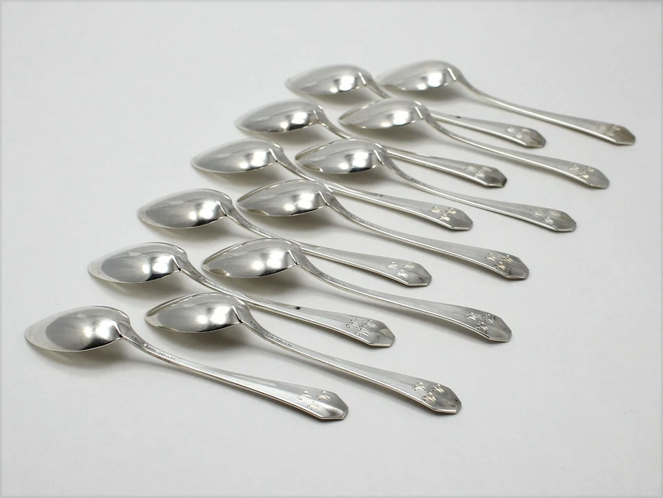 Cucharas Demitasse Dominick & Haff Queen Anne-Plain de plata esterlina - con monograma Foto 2 de 4