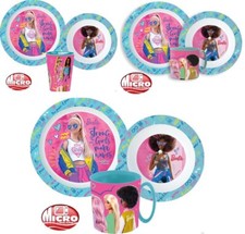 Barbie Kindergeschirr Set 3 tlg. Frühstücksset Geschirrset Mikrowelle