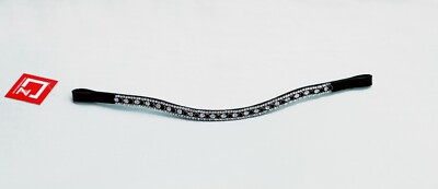 STIRNBAND BLING STRASS GLITZERND 3 REIHIG SCHWARZ/WEISS KRISTALL MIT SCHWARZEM LEDER
