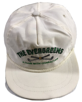 The Evergreens Club White Embroidered Adjustable Golf Hat Cap Off White