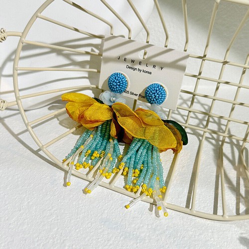 Fabric Drop Earrings Vintage Fashion Tassel Bohemian Statement Handmade Jewelry - Picture 109 of 225