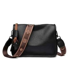Soft Genuine Leather Shoulder Crossbody Bag Women’s Tote with Wide Strap