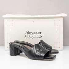 Alexander McQueen Seal Black Calf Sandal Heels Size 40 (10 US)