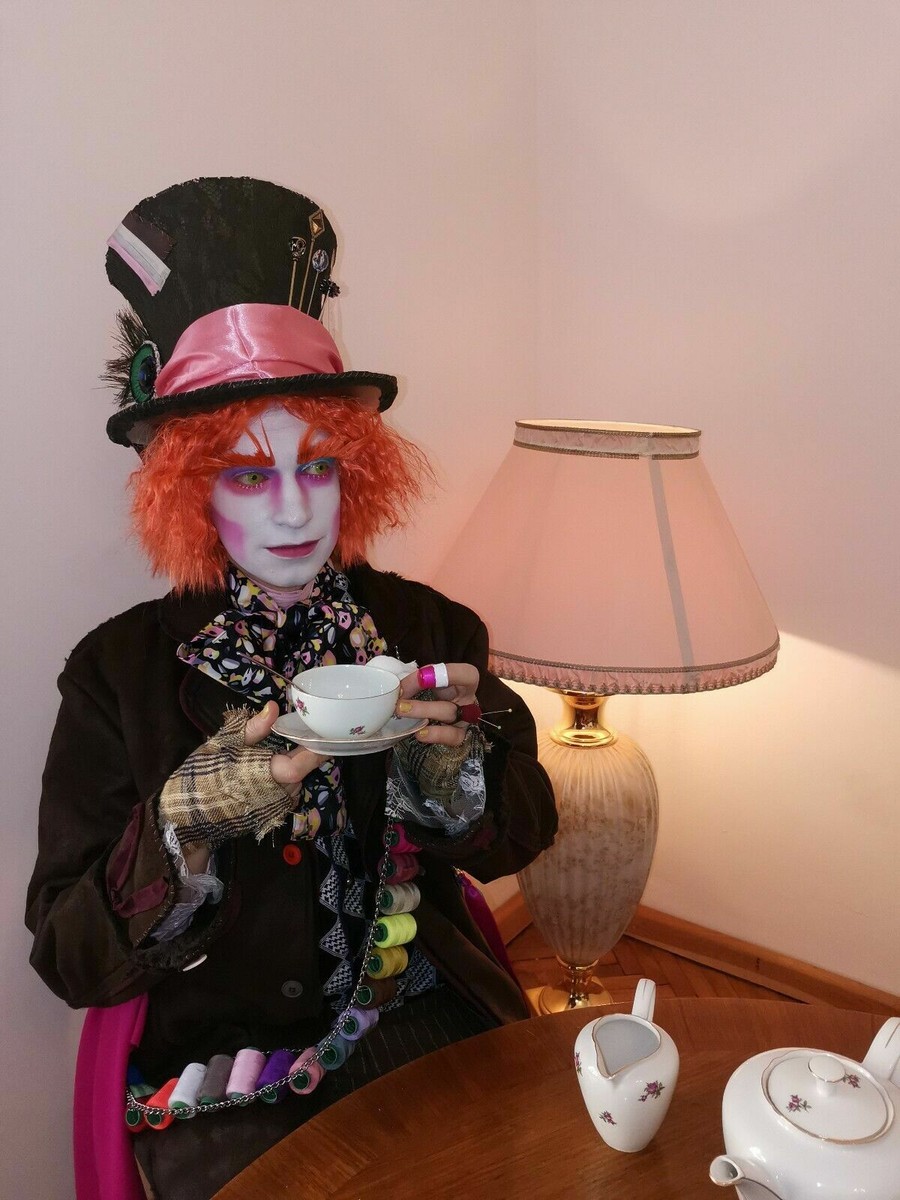 Verrückter Hutmacher-Hut – Kariert Schwarz/Weiß Mit Rotem Rand, Für Alice Im Wunderland Kostüm, Cosplay Oder Mottoparty