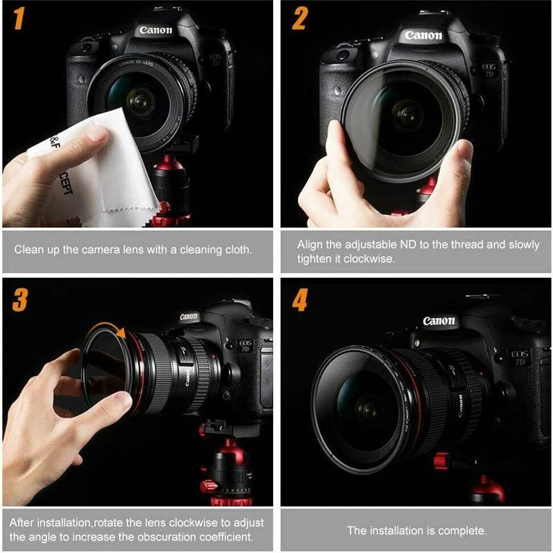 67 58 Neutral Density 77mm 52mm ND 72 Filter 62 55mm Variable Kits Lens ND2-400 - Image 2 of 4