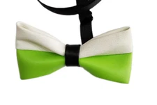 Men PVC Faux Leather Green White Stitching Shining Bow Tie Bowtie Wedding Party