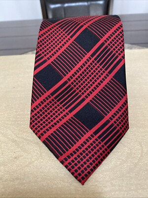 BIJOUX TERNER Genuine Silk Tie Red & Black 60  Hand Made