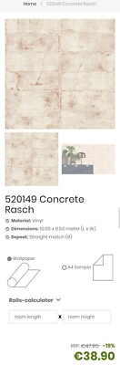 (LOT Of 4) Rasch Concrete - Pho Brick Wallpaper 520149