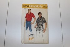Vintage Simplicity 6368 Men's Jiffy Sport Shirt Pattern Size 38-40 Cut 1970s