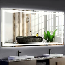 Giant Backlit LED Bathroom Mirror Vanity Makeup Mirror Includes Dimmer&Defogger