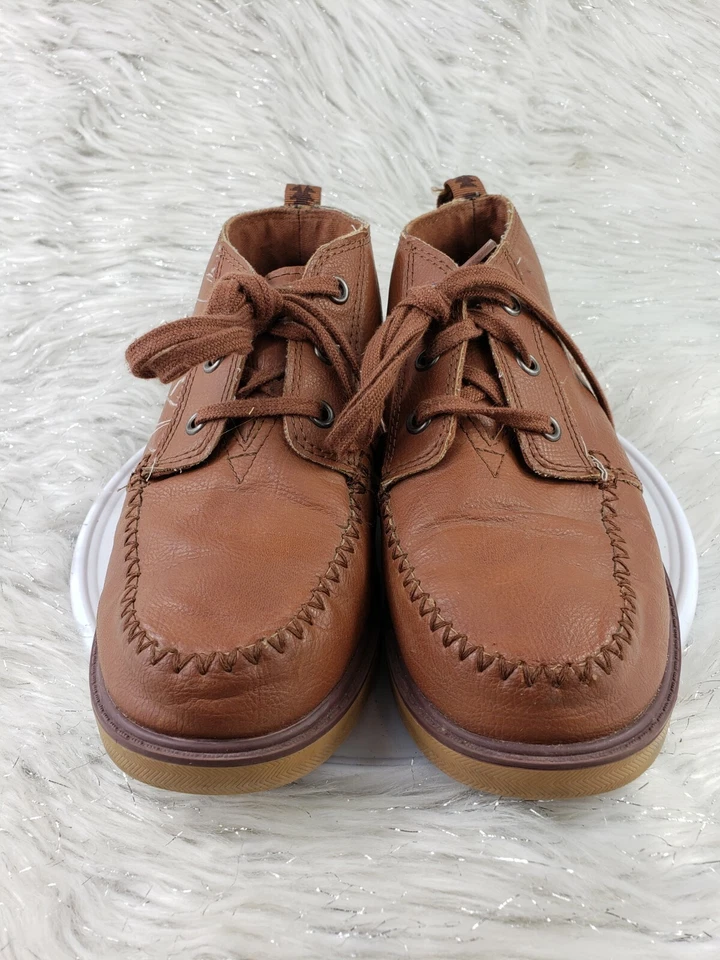 TOMS Boys Youth Size 3 Brown Leather Lace Up Casual Comfort Shoes - Image 3 of 4