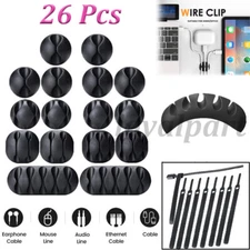 26 Pcs Cable Clip Grip Desk Wall Organizer Wire Cord Type USB Charger Holder US