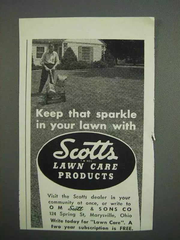 1953 Scotts Lawn Care Products Ad Keep That Sparkle eBay
