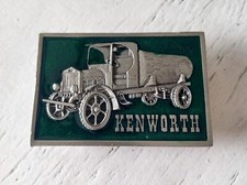 Vintage Silver Green Enamel 1925 Kenworth Belt Buckle Log Design Truck Driver