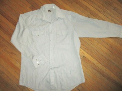 ELY CATTLEMAN PEARL SNAP WESTERN SHIRT vtg Long Sleeve Textured Stripe 16-33