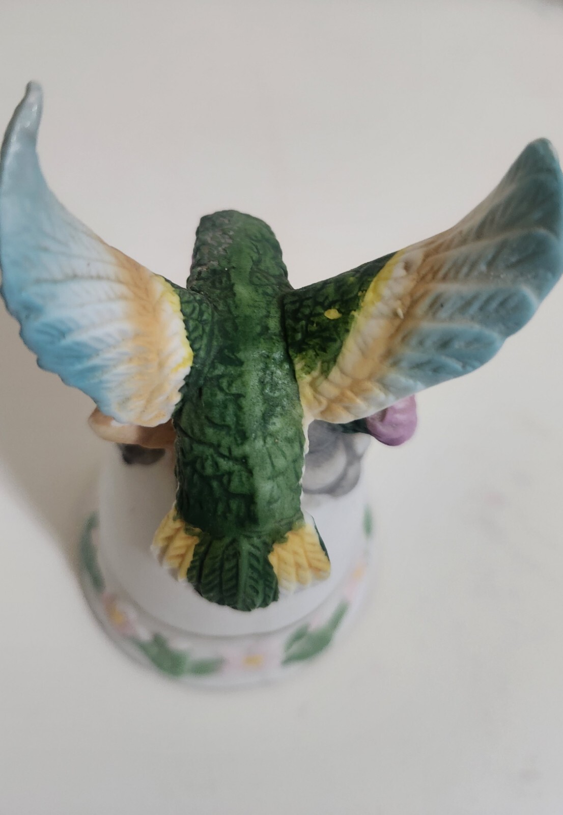 Classic Treasures Porcelain Collectible Hummingbird Dinner Bell Smoke Free Home