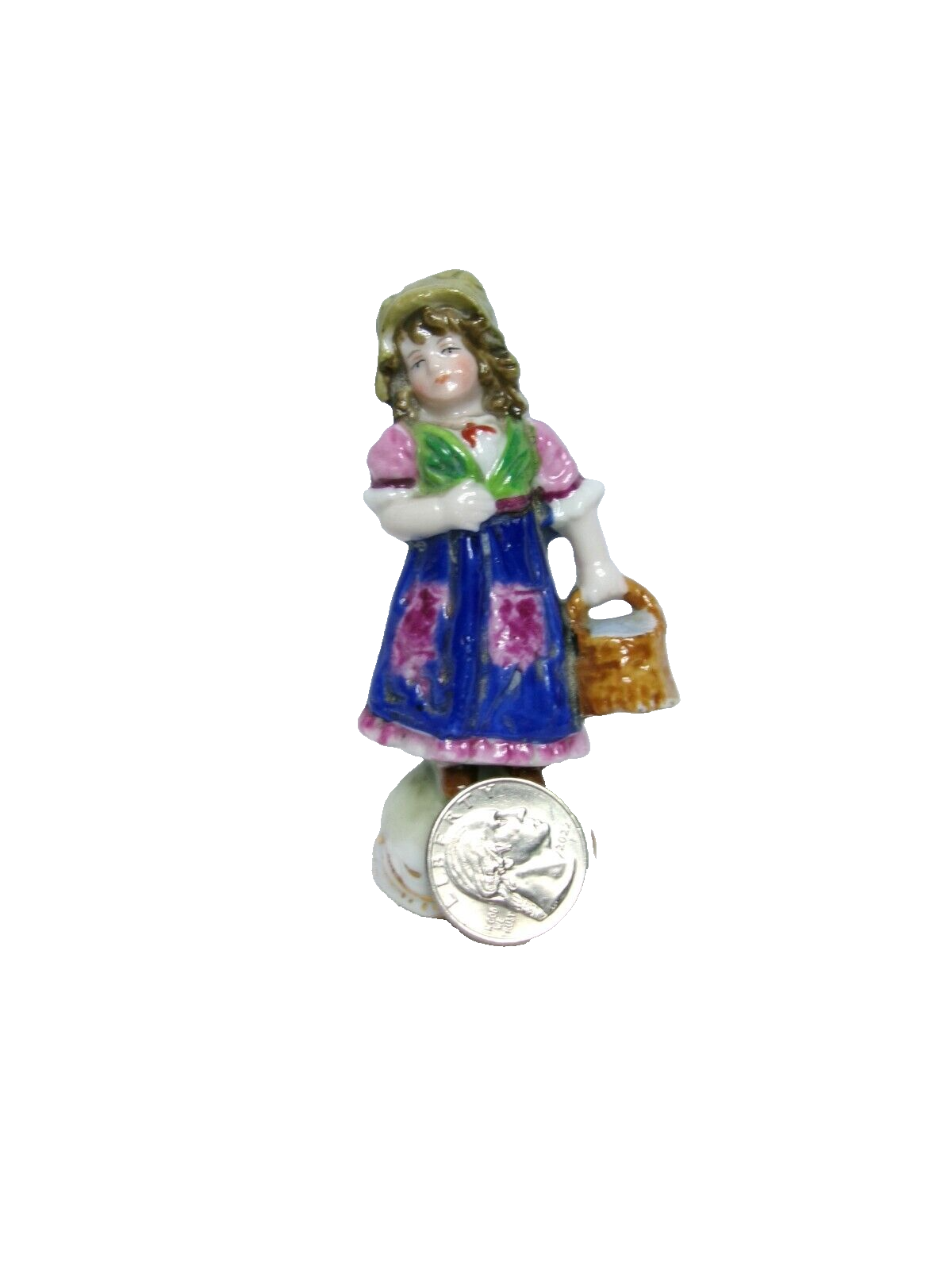 Charming CAPODIMONTE Antique Vintage Hand Painted Girl Figurine, GERMANY