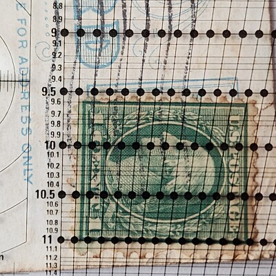 Unusual 1 Cent George Washington Stamp Green Profile Olive