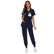 COZYFIT Scrubs for Women Set - Stretch V-Neck Scrub Top  Jogger Pant with 8 Poc