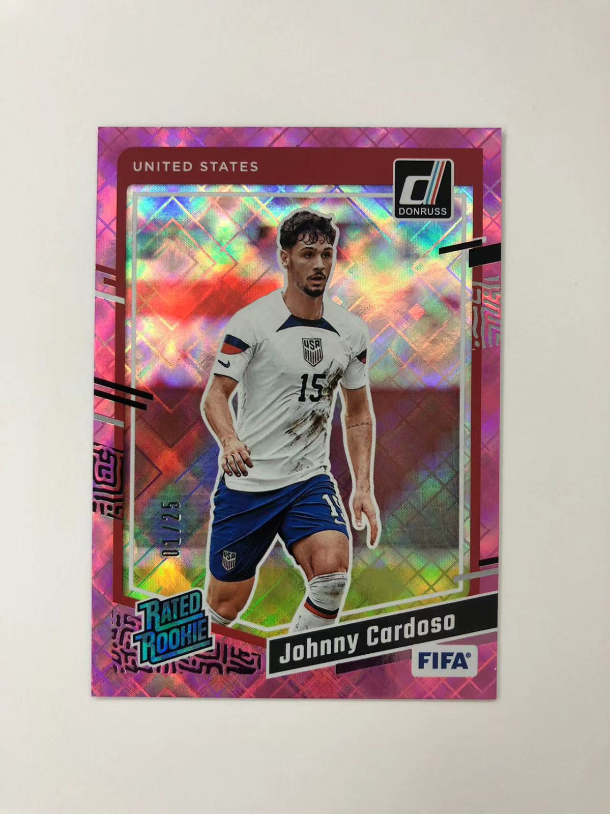 2023-24 Panini Donruss Johnny Cardoso RC RR Pink Diamond 01/25 USA #180 SJ04